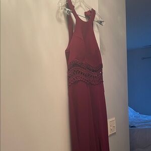 Sequin Hearts Burgundy Backless Dress